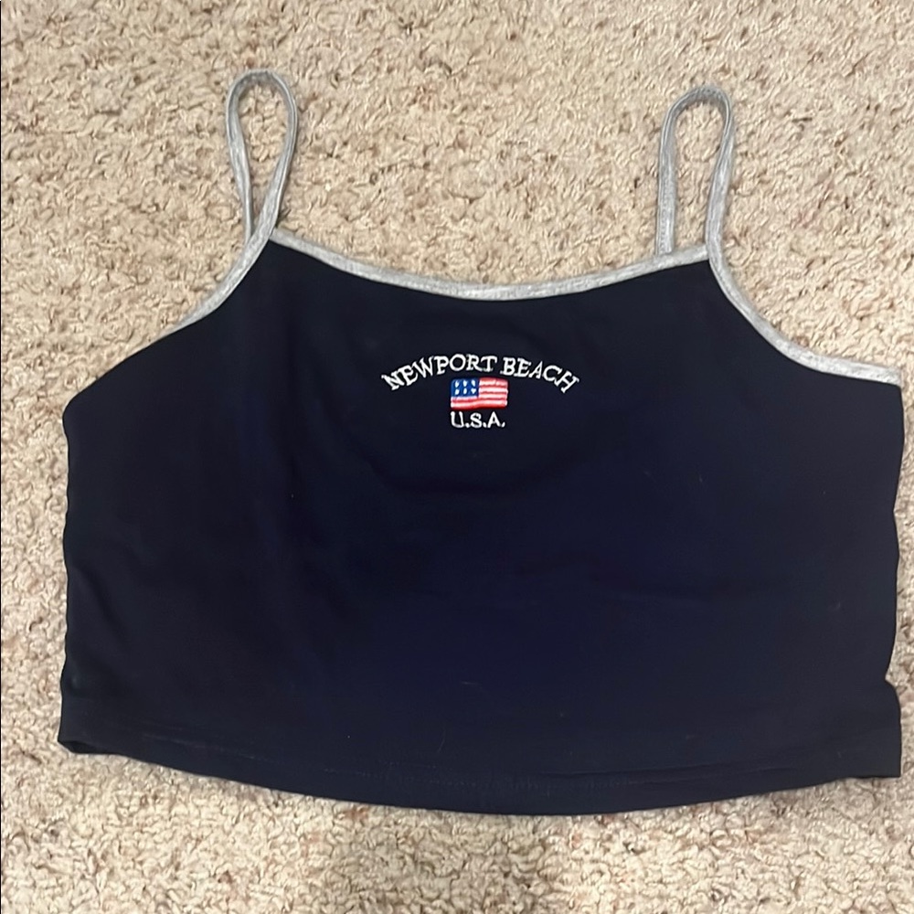 Blue Crop Top with Newport Beach Logo